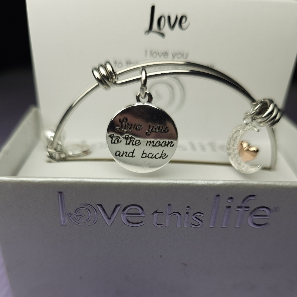 👍 5 For $20 Love This Life Silver Tone Adjustable Charm Bracelet - Picture 5 of 5